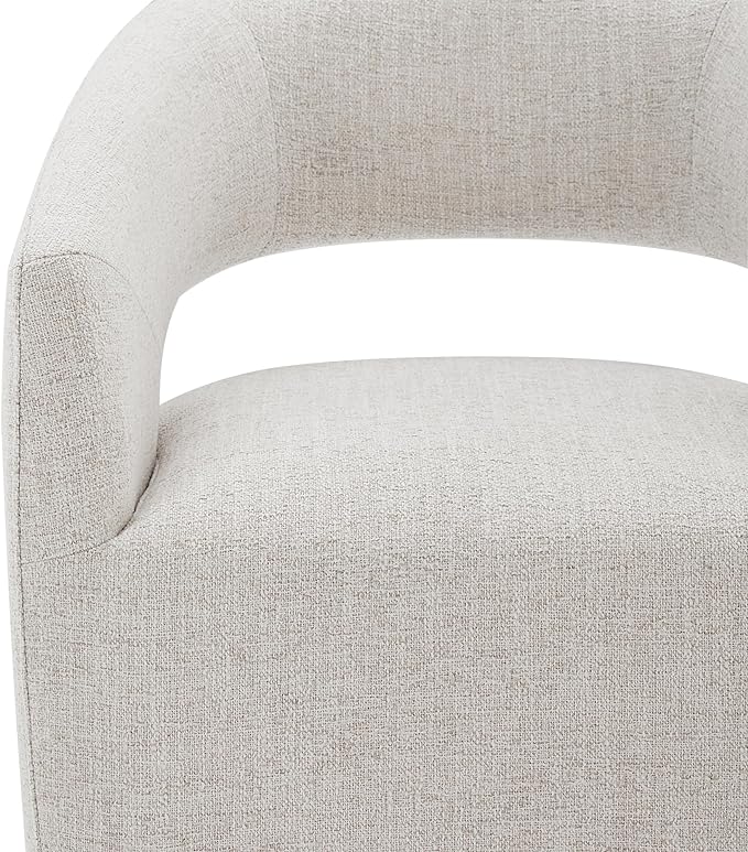 Dining Chairs with Casters Upholstered Modern Armchair with Rollers for Diningroom Bedroom Livingroom Reading Room, 32.25''H, Ivory - LeafyLoom