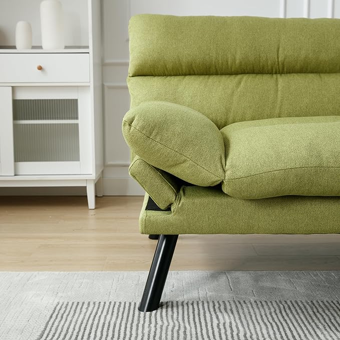 70.08" Modern Upholstered 2 Seaters Soft with Metal Feet,Accent Deep Seat Loveseat Double Sofas Couch w/Convertible Bed,for Dorm,Apartment,Studio,Office,Green - LeafyLoom
