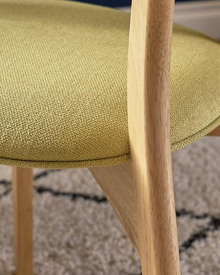 Christopher Knight Home Abrielle Mid-Century Modern Fabric Dining Chairs with Natural Oak Finished Rubberwood Frame, 2-Pcs Set, Green Tea / Natural Oak - LeafyLoom