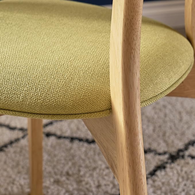 Christopher Knight Home Abrielle Mid-Century Modern Fabric Dining Chairs with Natural Oak Finished Rubberwood Frame, 2-Pcs Set, Green Tea / Natural Oak - LeafyLoom