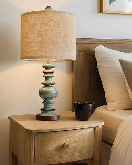 BOBOMOMO 20" Farmhouse Lamps for Bedrooms Set of 2, Retro Side Table Lamps Bedside Lamp for Side Nightstand Living Room（suitable for decorating small areas） - LeafyLoom