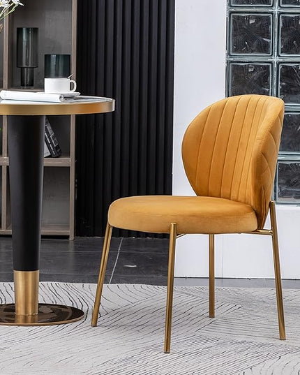 Roundhill Furniture Amoa Dining Chair, Set of 2, Yellow - LeafyLoom