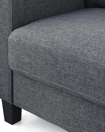 Furinno Bayonne Modern Upholstered Loveseat/Sofa Couch for Living Room, Gunmetal - LeafyLoom