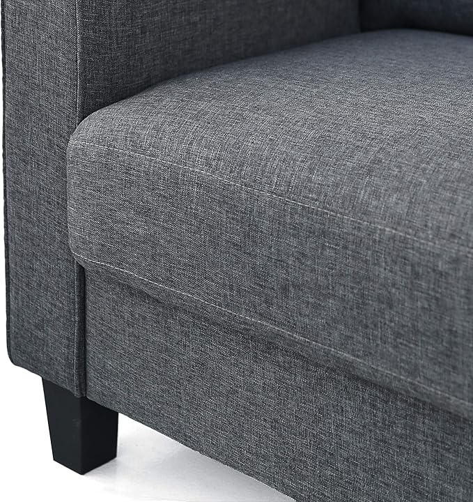 Furinno Bayonne Modern Upholstered Loveseat/Sofa Couch for Living Room, Gunmetal - LeafyLoom