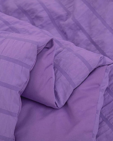 Seersucker Purple Queen Size Comforter Sets for Girls Women Boho Purple Seersucker Bedding Set & Collections 5 Pieces-Soft Lightweight Microfiber Bed Set for All Season,Queen 90''x90''… - LeafyLoom