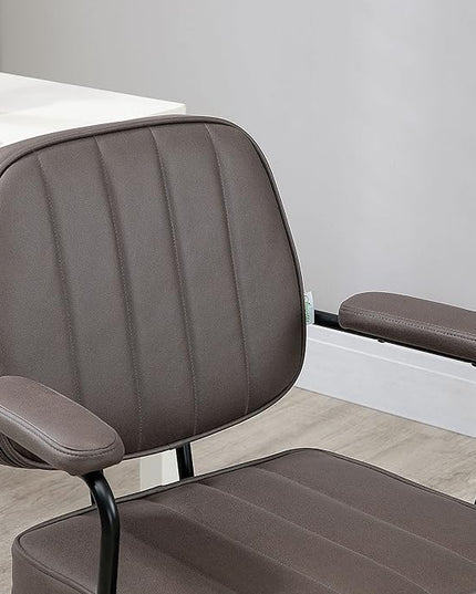 Vinsetto Home Office Chair, Microfiber Computer Desk Chair with Swivel Wheels, Adjustable Height, and Tilt Function, Light Brown - LeafyLoom