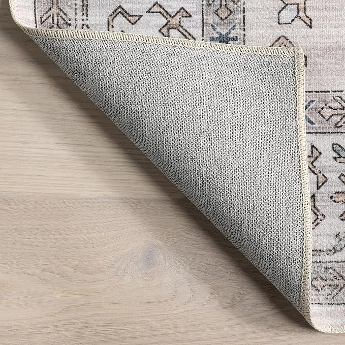 nuLOOM Finley Machine Washable Vintage Distressed Ultra Thin Area Rug, 8' x 10', Ivory - LeafyLoom