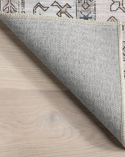 nuLOOM Finley Machine Washable Vintage Distressed Ultra Thin Area Rug, 5' x 8', Ivory - LeafyLoom