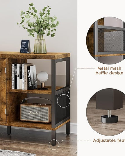 TV Stands for Living Room, Industrial TV Stand for Bedroom Furniture, Farmhouse TV Stand 65 Inch Television Stand with Back Panel, Modern Horizontal Wood and Metal Open Bookshelf, Rustic Brown - LeafyLoom
