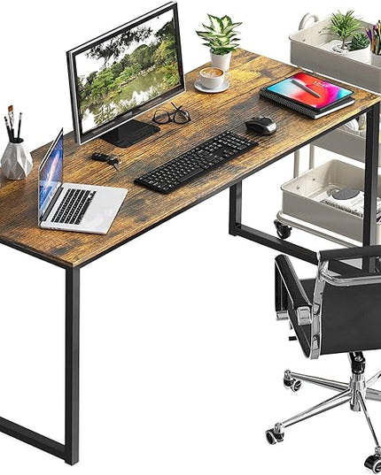 SHW Home Office 48-Inch Computer Desk, 24" Deep, Rustic Brown - LeafyLoom