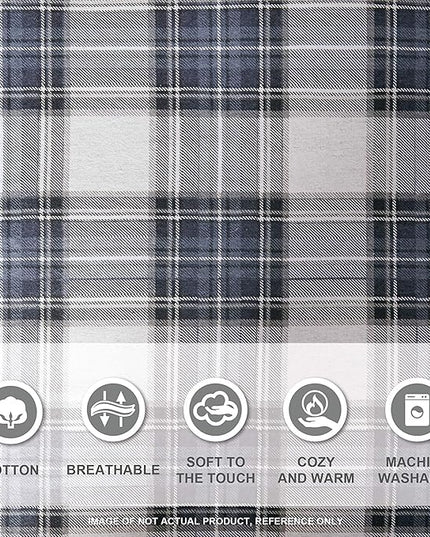 Comfort Spaces Cotton Flannel Breathable Warm Deep Pocket Sheets with Pillow Case Bedding, Cal King, Scottish Plaid Blue, 4 Piece - LeafyLoom