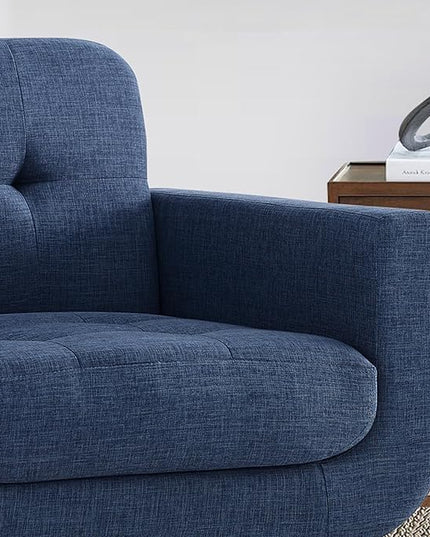 ROSEVERA Elena Contemporary Accent Armchair with Linen Upholstery Living Room Furniture, Navy - LeafyLoom