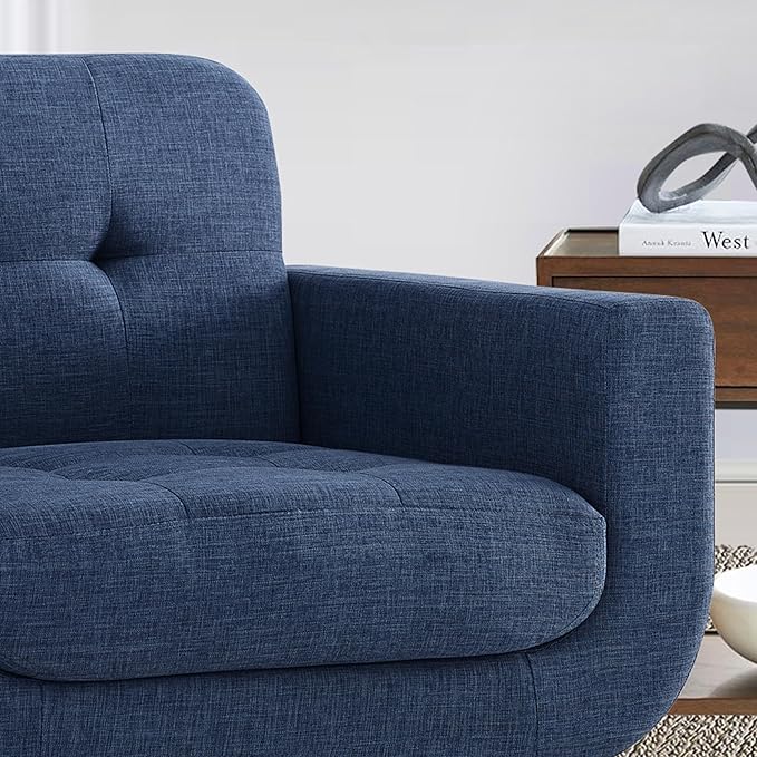 ROSEVERA Elena Contemporary Accent Armchair with Linen Upholstery Living Room Furniture, Navy - LeafyLoom