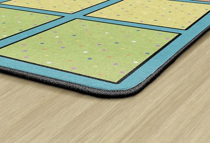 Flagship Carpets Happy Squares Educational Area Rug for Kids Room Seating Décor, Children's Classroom, Play Carpet for Teaching and Playroom, Seats 24, 7'6"x12', Blue & Multi Color - LeafyLoom