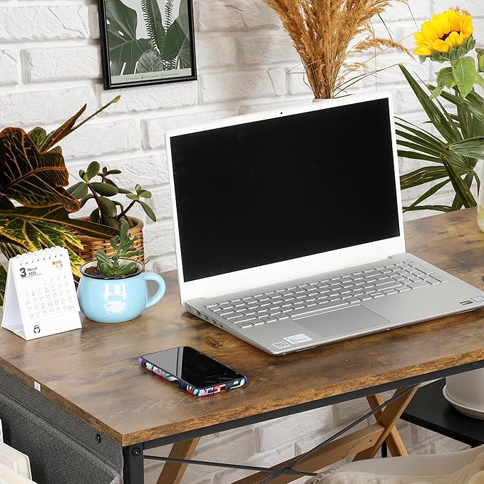 YSSOA 40/47 Inch Computer, Modern Simple Style Home Office, Study Student Writing, Vintage Wooden Desk, Brown - LeafyLoom