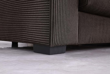 110" Modern L-shaped Sectional Sofa with Big Chaise,Upholstered Sleeper Couch W/ 6 Throw Pillows & Generously Armrests,Easy Assembly,Spacious Loveseat for Living Room Apartment Home,Dark Brown - LeafyLoom