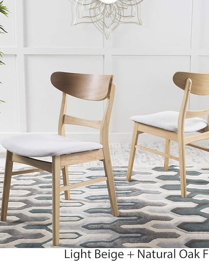 Christopher Knight Home Idalia Dining Chairs, 2-Pcs Set, Light Beige / Oak Finish - LeafyLoom