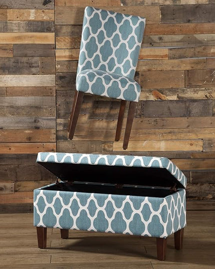 HomePop Parsons Classic Upholstered Accent Dining Chair, Set of 2, Teal and Cream Geometric - LeafyLoom