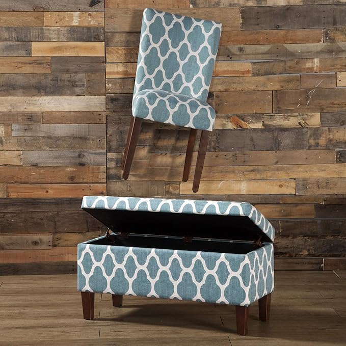 HomePop Parsons Classic Upholstered Accent Dining Chair, Set of 2, Teal and Cream Geometric - LeafyLoom