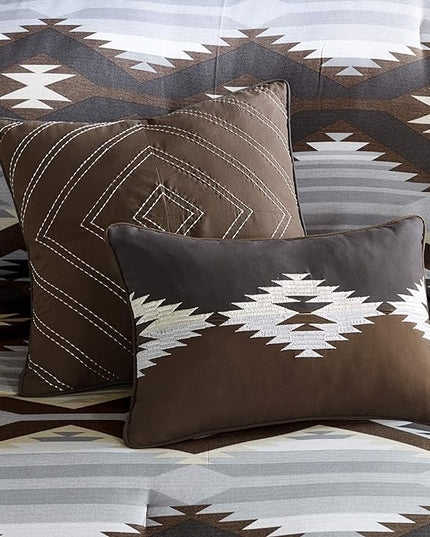 Woolrich Rustic Lodge Cabin Comforter Set - All Season Down Alternative Warm Bedding Layer and Matching Shams, Oversized Cal King, Bitter Creek, Grey/Brown - LeafyLoom