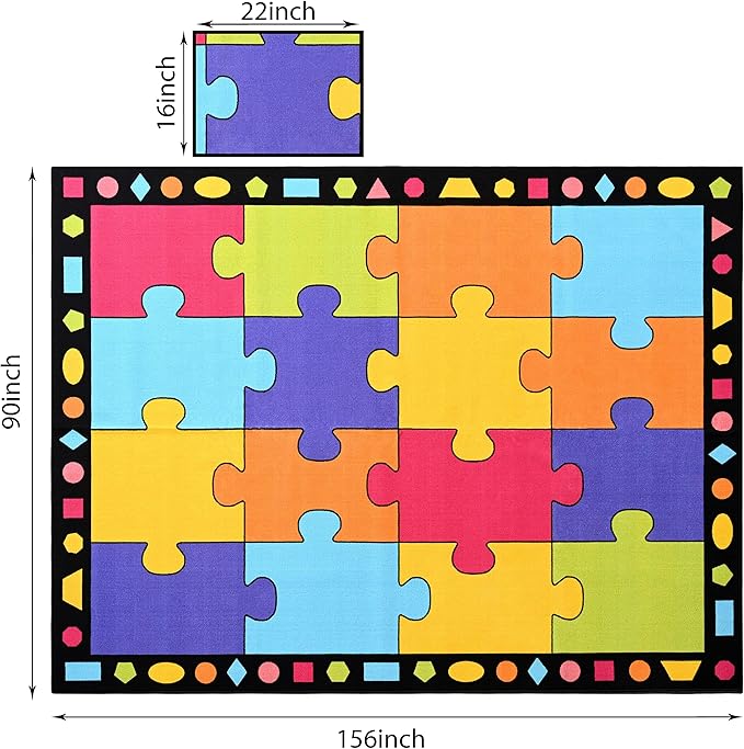 Booooom Jackson Classroom Carpets Elementary, Kid Rug Children's Classroom Seating Rug for Nursery, School, Children's Colorful Area Rug Educational Carpet with Non-Slip Backing(Seats-16),8'5"x 6'5" - LeafyLoom