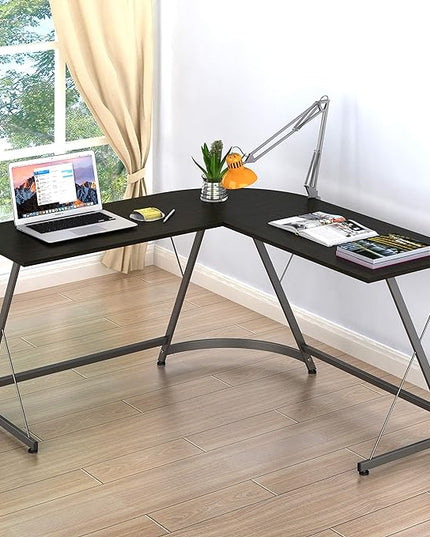 SHW L-Shaped Computer Gaming Desk, Espresso - LeafyLoom