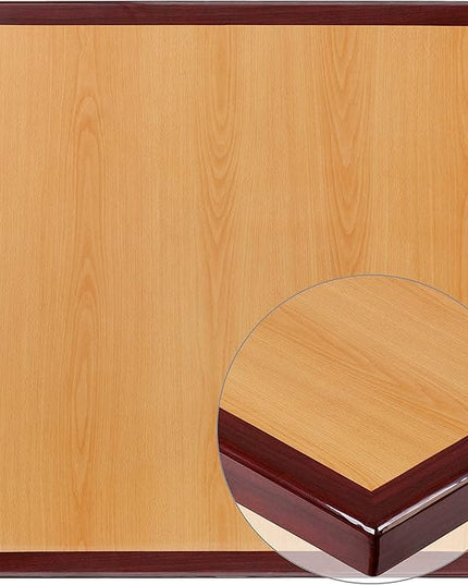 Flash Furniture 36'' Square 2-Tone High-Gloss Cherry / Mahogany Resin Table Top with 2'' Thick Drop-Lip - LeafyLoom