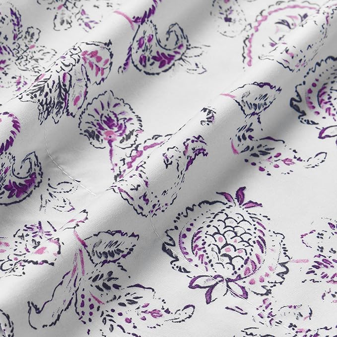 Elegant Comfort Softest and Coziest 6-Piece Sheet Set - 1500 Premium Hotel Quality Microfiber - Deep Pocket, Wrinkle Resistant 6-Piece Paisley Pattern Bed Sheet Set, Queen, Paisley Purple - LeafyLoom