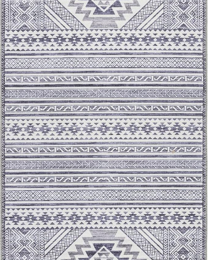 nuLOOM Jenine Southwestern Machine Washable Ultra Thin Runner Rug, 2' 6" x 8', Grey - LeafyLoom