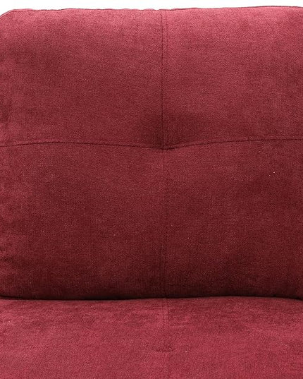 ROOMTEC Button Modern L Shape Sectional Sofa Set, Upholstered Corner Couch with Storage Ottoman, Flannel Tufted Cushions, for Living Room, Apartment, 97inch, Red w/Right Chaise Lounge - LeafyLoom