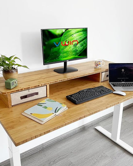 VWINDESK 48 x 27.5 x 1 Inch 100% Solid Bamboo Desk Table Top Only,for Standing Desk Home Office Desk(Right Angle) - LeafyLoom