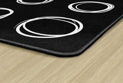 Flagship Carpets Circle Sampler Abstract Educational Area Rug for Kids Room or Childrens Classroom Carpet, Playroom or Home Learning, 7'6" x 12', Black - LeafyLoom