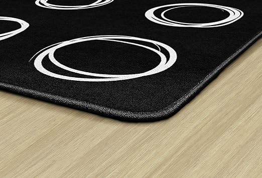 Flagship Carpets Circle Sampler Abstract Educational Area Rug for Kids Room or Childrens Classroom Carpet, Playroom or Home Learning, 7'6" x 12', Black - LeafyLoom