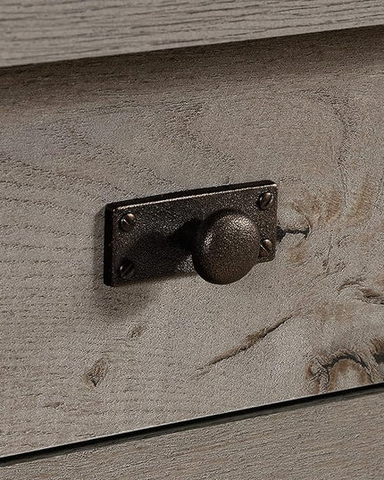 Sauder Cottage Road L-Desk, L: 65.12" x W: 58.66" x H: 29.76", Mystic Oak finish - LeafyLoom