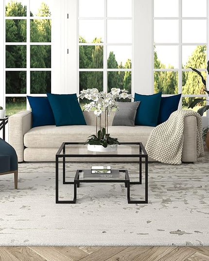 Henn&Hart 32" Wide Square Coffee Table in Satin Nickel, Modern coffee tables for living room, studio apartment essentials - LeafyLoom