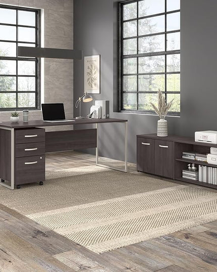 Bush Business Furniture HYD373SG Hybrid 72-Inch Computer Table Desk with Metal Legs, Storm Gray - LeafyLoom