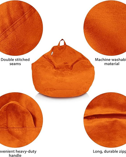 Bean Bag Stuffed Animal Storage Or Cover | No Filler | Extra Large | for Adults Or Kids | Double Stitched | Durable Zipper | Premium Microsuede - LeafyLoom