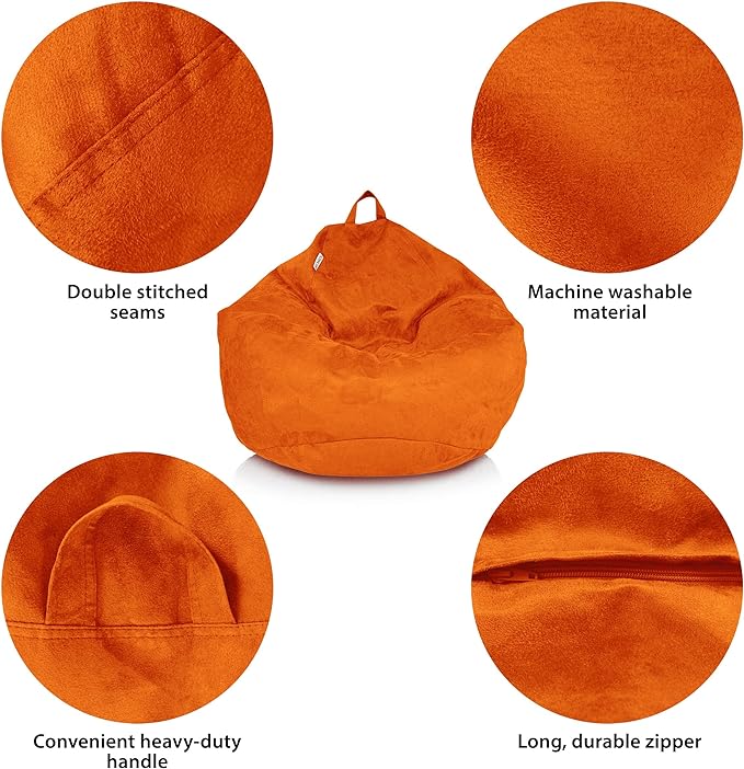 Bean Bag Stuffed Animal Storage Or Cover | No Filler | Extra Large | for Adults Or Kids | Double Stitched | Durable Zipper | Premium Microsuede - LeafyLoom