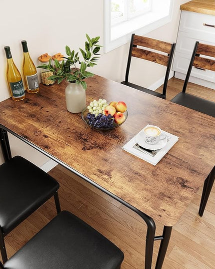 Dining Table for 4, Small Table and Chairs Set of 4, Square Dinette Set for 4, Dinner Table Set, 5 Piece Kitchen & Dining Room Sets for Small Space, Apartment (Vintage, Dining Table with 4 Chairs) - LeafyLoom