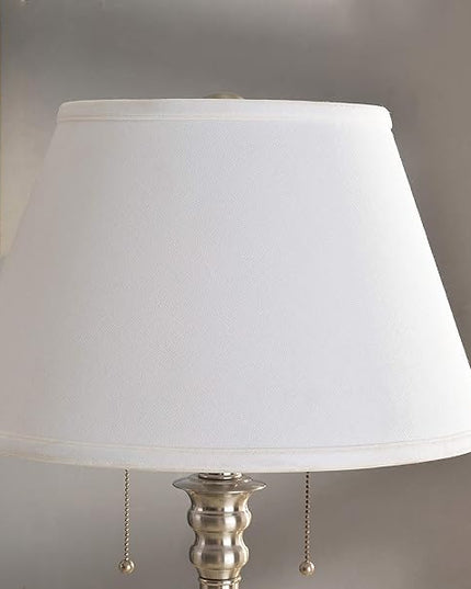 Kenroy Home 30437BS-OOR Spyglass Double Outlet Table Lamp with Brushed Steel Finish, Classic Style, 30.5" Height, 17" Width, 17" Depth - LeafyLoom