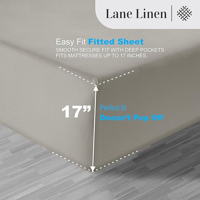 LANE LINEN 100% Egyptian Cotton Bed Sheets - 1000 Thread Count 4-Piece Silver King Set Bedding Sateen Weave Luxury Hotel 16" Deep Pocket (Fits Upto 17" Mattress) - LeafyLoom