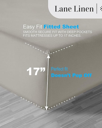 LANE LINEN 100% Egyptian Cotton Bed Sheets - 1000 Thread Count 4-Piece Silver Queen Set Bedding Sateen Weave Luxury Hotel 16" Deep Pocket (Fits Upto 17" Mattress) - LeafyLoom