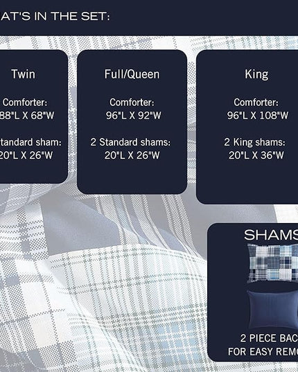 Nautica - Twin Comforter Set, Soft Cotton Bedding with Matching Sham, Patchwork Inspired Home Decor, Dorm Room Essentials (Mason Blue, Twin/Twin XL) - LeafyLoom