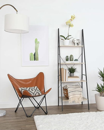 Humble Crew Bookcase 4-Tier 71" Tall Wood Ladder Shelf, Sandwashed Grey - LeafyLoom