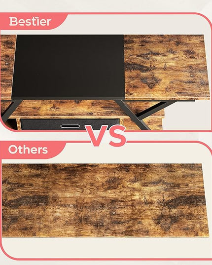Bestier TV Stand for Living Room, LED Entertainment Center with Power Outlets, Farmhouse TV Stand 55 Inch for TV up to 65 Inch for bedroom, Gaming TV Console Table with Storage, Rustic Brown - LeafyLoom