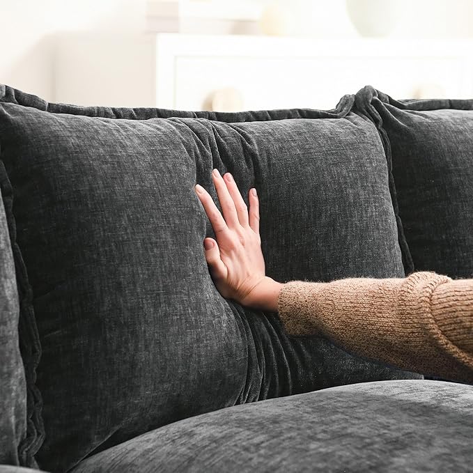 118" Sectional Sofa, L-Shaped Couch Set with Double Cushions and Chaise Lounge, 5-seat Upholstered Indoor Furniture for Living Room, Apartment, Office, 118inch, Gray - LeafyLoom