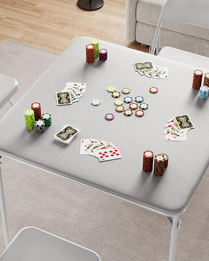 IDEALHOUSE Portable Folding Card Table and Chair Set of 5, PU Upholstered Foldable Table, and All Metal Folding Chairs, Table and Chairs Suitable for Dining Room, Living Room, Office, Camping - LeafyLoom