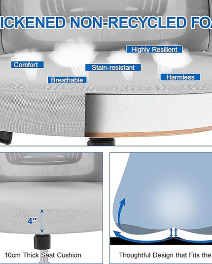 Yaheetech Ergonomic Mesh Office Chair, High Back Desk Chair with with flip-up Armrests, Adjustable Padded Headrest Computer Chair with Lumbar Support for Home Oiffce Game Room, Full Gray - LeafyLoom