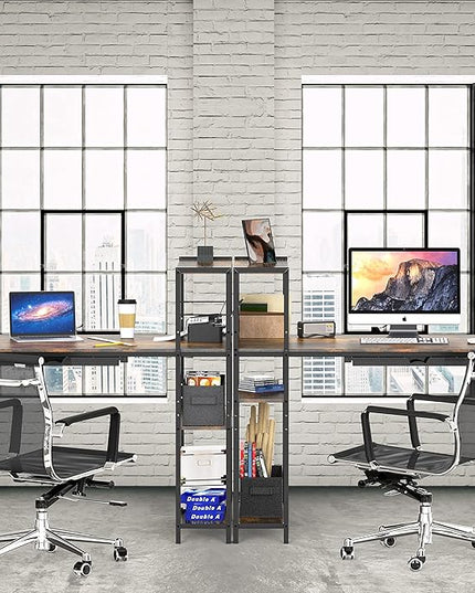 SHW 46-Inch Mission Desk with Side Shelf, 24" Deep, Rustic Brown - LeafyLoom