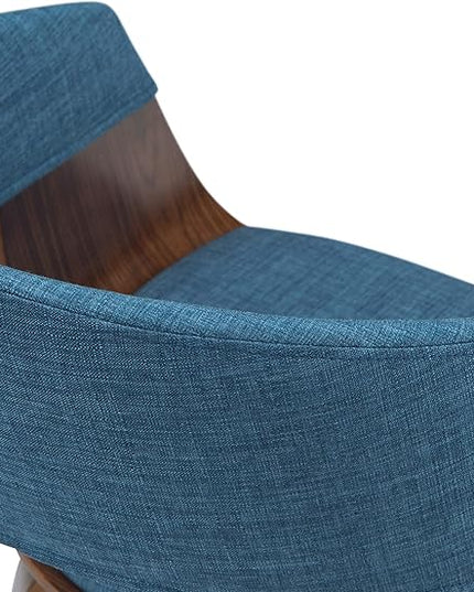 SIMPLIHOME Lowell 17 Inch Mid Century Modern Bentwood Dining Chair in Blue Linen Look Fabric, For the Dining Room - LeafyLoom